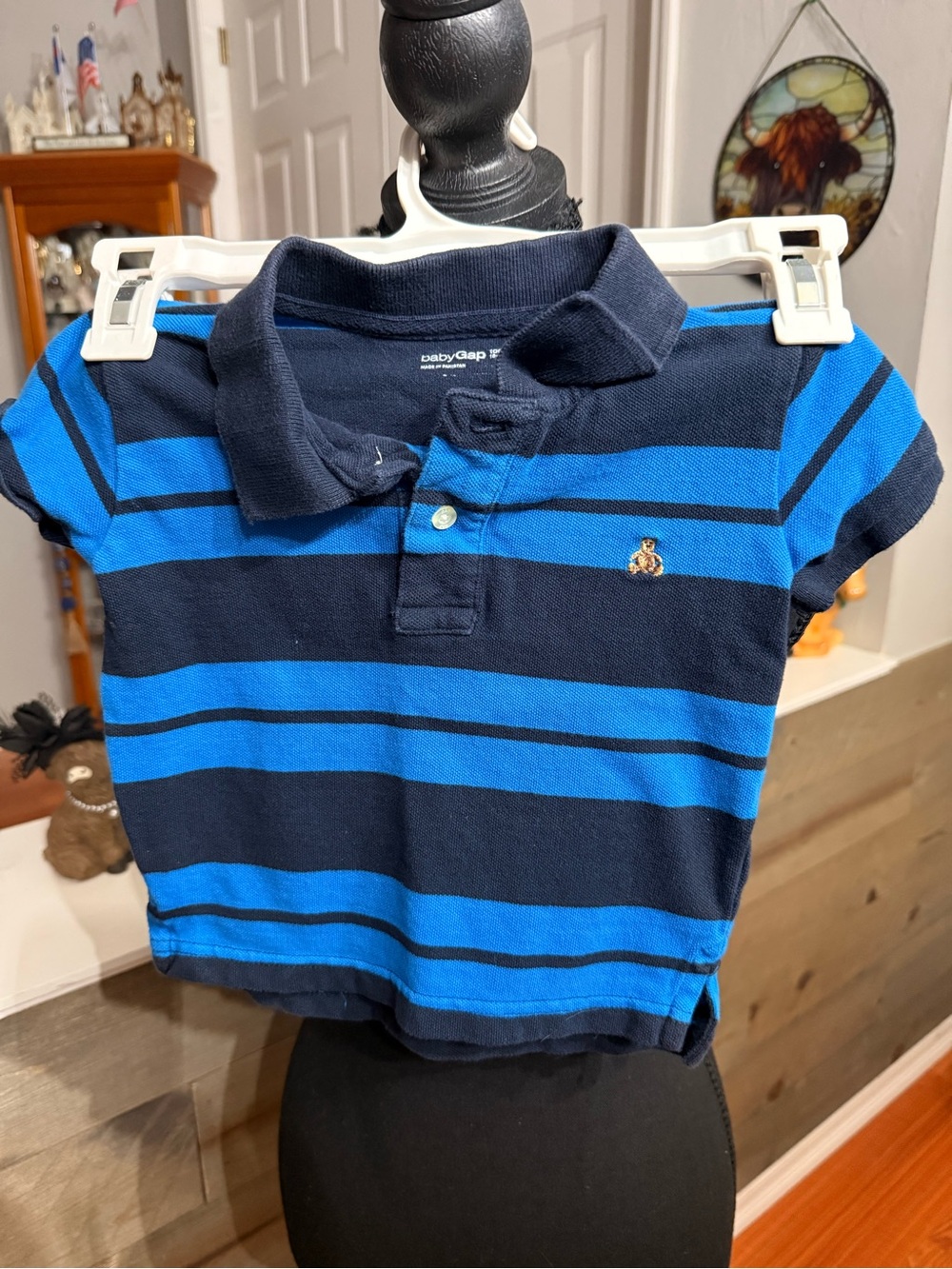 GAP Navy & Bright Blue Striped Polo